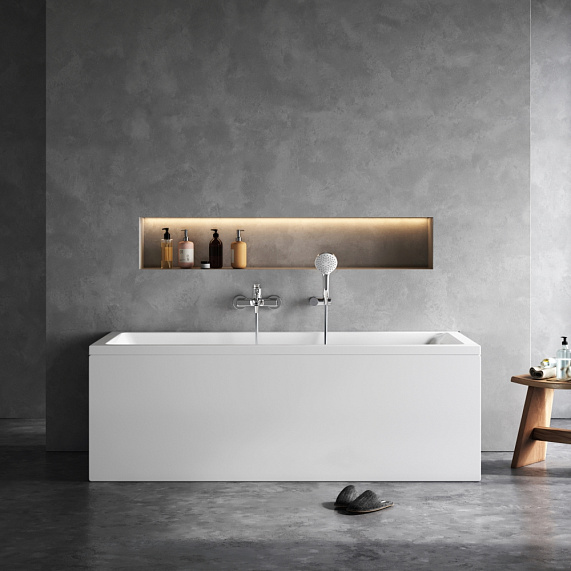 Ванна Am.Pm Gem 170х75 акриловая, цвет белая, (без гидромассажа, рамы, сифона, фронтальной панели) прямоугольная, левосторонняя/правосторонняя