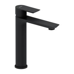 Смеситель для раковины/умывальника Damixa Apollo, однорычажный, неповоротный, керамический, высокий, длина излива 150 мм, латунь, цвет черный матовый