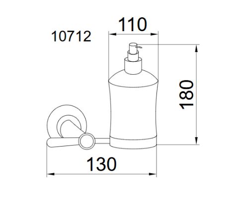 Дозатор жидкого мыла Boheme Puro 10712 настенный, латунь/стекло, форма округлая, для мыла в ванную/туалет/душевую кабину, цвет хром