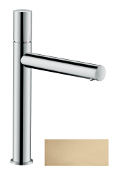 Смеситель для раковины/умывальника Axor Uno 200, однорычажный, с рукояткой zero, фиксированный излив, длина излива 19,8 см, керамический, латунь, цвет шлифованная бронза, с незапираемым сливным набором