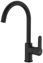 Смеситель для кухни/мойки IDDIS Cuba, с каналом для фильтрованной воды, однорычажный, поворотный, керамический картридж, длина излива 200 мм, латунь, цвет черный матовый