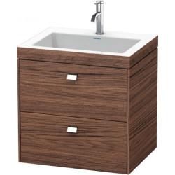 Тумба c раковиной Duravit Brioso, 60х48х61,3 см, подвесная, 2 выдвижных ящика, ДСП, цвет: дуб европейский/хром /Vero Air, мебельная, прямоугольная, цвет белый, фарфоровая, с площадкой под смеситель, без перелива