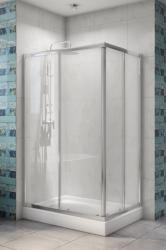 Душевой уголок BelBagno Due, 100х80 см, без поддона, прямоугольный, угловой, стекло прозрачное, (без сифона) без крыши, раздвижной, стеклянный, алюминиевый профиль (хром)