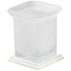 Стакан Art&Max Zoe, с держателем, настольный, латунь/стекло, форма квадратная, для зубных щеток в ванную/туалет/душевую кабину, цвет хром