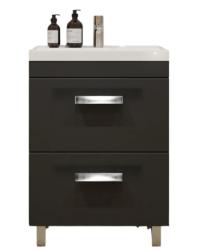 Тумба под раковину Velvex Orlando 600-0-2, 595х445х799 мм напольная, цвет графит, 2 выдвижных ящика, подходит раковина Madera Classica rkCla.60-81, универсальная, в ванную комнату