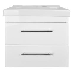 Тумба с раковиной Loranto Karina 60/2, 60х40х55 см, подвесная, 2 выдвижных ящика, МДФ/ЛДСП, прямоугольная, цвет-белый/раковина Fest 60, прямоугольная, цвет белый