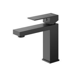 Смеситель для раковины Cezares Slider однорычажный, низкий, длина излива 132 мм, неповоротный, керамический, нержавеющая сталь, цвет черный матовый, с донным клапаном