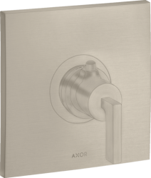 Смеситель для душа Axor Citterio HighFlow, термостатический, с рычаговой рукояткой, скрытого монтажа, настенный, без излива/шланга/лейки, квадратный, латунный, цвет шлифованный никель, с термостатом, встроенный/встраиваемый/термостатный Смеситель для душа Axor Citterio HighFlow, термостатический, с рычаговой рукояткой, скрытого монтажа, настенный, без излива/шланга/лейки, квадратный, латунный, цвет шлифованный никель, с термостатом, встроенный/встраиваемый/термостатный