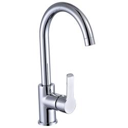 Смеситель для кухни/мойки Melodia Metallica однорычажный, поворотный излив R-образный, керамический, высота 214 мм, длина 193 мм, латунь, цвет хром MDV35515