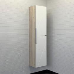 Пенал Comforty Мерано 35, 35х160х30 см, подвесной, цвет: белый/дуб дымчатый, 2 распашные дверцы, шкаф/шкафчик подвесной, прямоугольный, левый/правый, левосторонний/правосторонний/универсальный