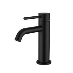 Смеситель для раковины/умывальника Knotlor Eclipse, однорычажный, неповоротный, керамический, длина излива 124 мм, нержавеющая сталь, цвет матовый черный