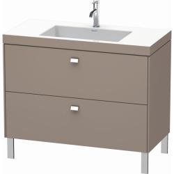 Тумба c раковиной Duravit Brioso, 100х48х70,1 см, напольная, 2 выдвижных ящика, ДСП, цвет: базальт/хром /Vero Air, мебельная, прямоугольная, цвет белый, фарфоровая, без отверстия под смеситель, без перелива