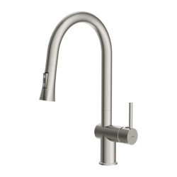 Смеситель для кухни/мойки Cersanit Melar однорычажный, поворотный/выдвижной излив, керамический, высота 192 мм, длина 219 мм, латунь, цвет сатин