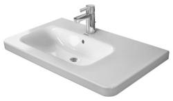 Раковина DURAVIT ME by Starck 83х49х18 см, подвесная, прямоугольная, санфарфор, с крылом, чаша слева, цвет  белый шелковисто-матовый, 2 отверстия под смеситель, слив/перелив, левая