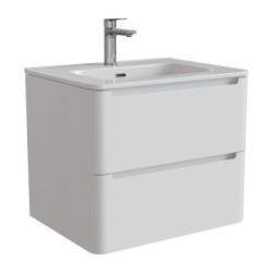Тумба с раковиной IDDIS Edifice, 602х470х500 мм, подвесная, 2 выдвижных ящика, МДФ, система плавного закрывания, прямоугольная/умывальник (арт. 0106000i28), прямоугольный, цвет белый, керамический/фарфоровый, отверстие под смеситель, слив-перелив