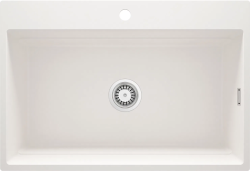 Мойка кухонная Deante Magnetic 76х52 см магнитная, гранит, прямоугольная, цвет алебастр, с отверстием под смеситель, без крыла, слив-перелив, врезная в столещницу