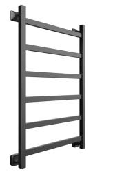 Полотенцесушитель Двин J Plaza 80/50, водяной (К3 квадрат черный матовый), универсальное подключение, нержавеющая сталь, настенный, форма лесенка, цвет черный матовый, к отоплению и ГВС, для отопления, обогрева в ванной