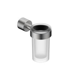 Стакан с держателем ABBER Osten 316 для зубных щеток, настенный, нержавеющая сталь/стекло, в ванную, цвет матовое стекло/сталь брашированная AA1861BST