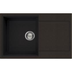 Мойка кухонная Omoikiri Sakaime 79-DC, 50х79 см, врезная, из искусственного гранита (Tetogranit), прямоугольная, цвет темный шоколад, без отверстия под смеситель, с крылом, оборачиваемая, слив-перелив, врезная в столещницу, для кухни