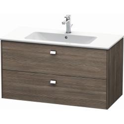 Тумба под раковину Duravit Brioso, 117х46,9х56,3 см, подвесная, 2 выдвижных ящика, ДСП, цвет: сосна терра/хром, шкафчик навесной, механизм доводчика, прямоугольная, правая/левая, для раковины D-Code, в ванную комнату