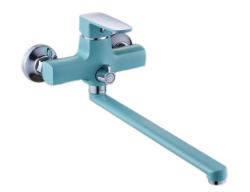 Смеситель для ванны/душа Ekko, однорычажный, настенный, поворотный, силумин, длина излива 350 мм, керамический, цвет бирюзовый