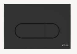 Кнопка смыва Vitra Root Round, прямоугольная, цвет: черный матовый, пластик, клавиша управления для сливного бачка, инсталляции унитаза, двойная, механическая, панель, универсальная, размер 244х165х8 мм, скрытое размещение