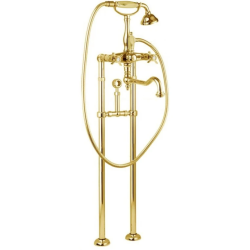 Смеситель для ванны/душа Cezares Lord, напольный, двухвентильный, поворотный, длина 285 мм, керамический, латунь, цвет золото 24 карат