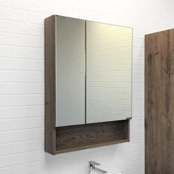 Зеркальный шкаф Comforty Никосия 60, 60х80х13,5 см, подвесной, цвет дуб темный, зеркало, с 2 распашными дверцами/полки, механизм плавного закрывания, прямоугольный