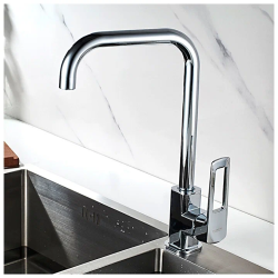 Смеситель для кухни/мойки LEDEME, однорычажный, поворотный, латунный, длина излива 196 мм, латунь, цвет хром