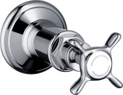 Вентиль Axor Montreux E запорный, с крестообразной рукояткой, скрытого монтажа, настенный, круглый, латунь, цвет: шлифованный черный хром, керамический, встраеваемый/встроенный, для встраиваемых систем, для ванны/душа