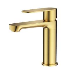 Смеситель для раковины/умывальника Splenka S222.10.03 однорычажный, неповоротный, фиксированный излив, длина 134 мм, высота 114 мм, нержавеющая сталь, цвет золотой сатин