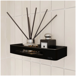 Полка с бортиками IDDIS Optima Home, настенная, цвет черный/внутренная съёмная нижняя часть из пластика черного цвета, нержавеющая сталь, стальная, пластиковая, прямоугольная, с бортами