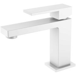 Смеситель для раковины/умывальника Boheme Qubic, однорычажный, неповоротный, керамический, длина излива 126 мм, латунь, цвет белый матовый