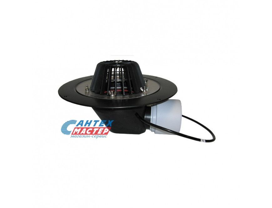 Кровельная воронка Ду75/110 с горизонтальным выпуском, с электроподогревом, HL 64.1