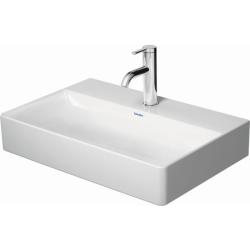 Раковина DURAVIT DuraSquare WonderGliss 60х40х14,5 см, подвесная, прямоугольная, санфарфор, шлифованная, цвет белый, 2 отверстия под смеситель, антигрязевое покрытие, без перелива
