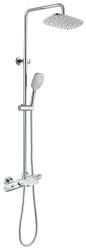 Душевая система D&K Bayern Potsdam, высота 115 см, цвет: хром, комплект: верхний душ/ручной душ/смеситель для ванны термостатический(излив каскадный)/шланг для душа/держатель для душа, внешнего/наружного монтажа, настенная, латунная