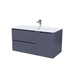 Тумба c раковиной IDDIS Edifice, 1002х467х500 мм, подвесная, 2 выдвижных ящика/1 распашная дверца, МДФ/санфарфор, раковина накладная, прямоугольная, цвет темно-серый, отверстие под смеситель EDI10D0i95K