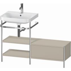 Консоль с раковиной Duravit Happy D.2 Plus c-bonded, 120х49х85 см, напольная, металл/ДСП 1 выдвижной ящик, 2 полки, правая, цвет: серо-коричневый шелковисто-матовый /умывальник, цвет белый, керамика, 1 отверстие под смеситель