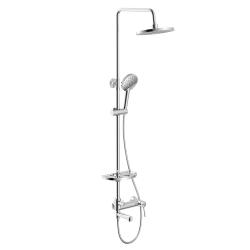 Душевая система Lemark Minima, высота- 1700 мм, настенная, цвет хром, комплект: однорычажный смеситель/излив/тропический душ (с верхней лейкой)/штанга/лейка/шланг, латунь, наружного монтажа