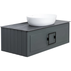 Тумба под раковину La Fenice Cubo 100, 35х97,6х46,9 см, подвесная, цвет синий матовый, 1 выдвижной ящик, (под раковину/умывальник La Fenice), правая/левая