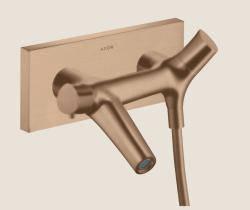 Смеситель для ванны Axor Starck Organic термостатический, внешнего/наружнего монтажа, настенный, неповоротный, латунный, длина излива 19,7 см, цвет шлифованное красное золото