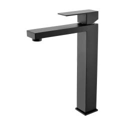 Смеситель для раковины/умывальника SS Oliveeka OL-962008G-MB высокий, однорычажный, неповоротный, фиксированный, длина излива 161 мм, нержавеющая сталь, цвет черный матовый