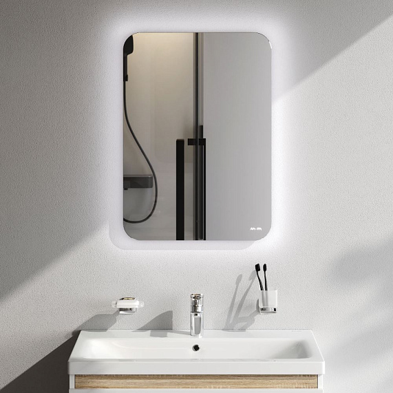 Зеркало AM.PM X-Joy, 50х70 см, с LED/ЛЕД-подсветкой, овальное, выключатель сенсорный, с диммером, для ванны, навесное/подвесное/настенное