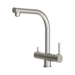 Смеситель для кухни/мойки Cersanit CREA с подключением фильтра, однорычажный, поворотный, керамический, излив 218 мм, высота излива 281 мм латунь, цвет сатин