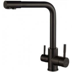 Смеситель для кухни/мойки ZorG Steel Hammer 801 INOX, под фильтр, однорычажный, поворотный, керамический картридж, длина излива 277 мм, нержавеющая сталь, цвет графит