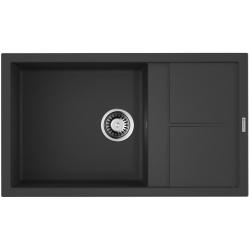 Мойка кухонная Omoikiri Sumi 86-BL, 50х86 см, врезная, из искусственного гранита (Tetogranit), прямоугольная, цвет черный, без отверстия под смеситель, с крылом, оборачиваемая, слив-перелив, врезная в столещницу, для кухни