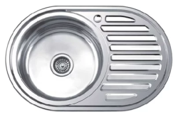 Мойка кухонная LEDEME 50x77x17 см, врезная сверху, нержавеющая сталь, овальная, цвет декор, с отверстием под смеситель, площадка под смеситель сбоку, с крылом справа