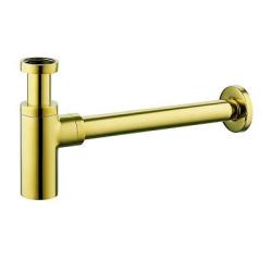 Сифон для раковины Raglo R600.20.23, бутылочный, без выпуска, 1 1/4" горизонтальный/боковой выпуск (в стену), латунь, цвет золото, для раковины/умывальника 