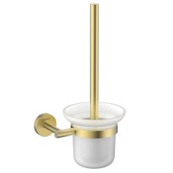 Ершик для унитаза Lemark Beluga настенный, материал нержавеющая сталь/стекло матовое, для туалета/унитаза, ванную комнату, цвет брашированное светлое золото LMA-8021S-BRLG