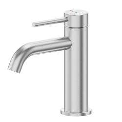 Смеситель для раковины/умывальника ABBER Wasser Kreis 316 однорычажный, неповоротный, керамический, длина излива 120 мм, нержавеющая сталь, цвет сталь брашированная